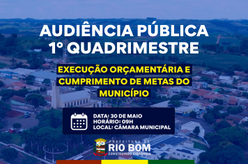 Audiência Pública 1º Quadrimestre apresenta execução orçamentária e cumprimento de metas em Rio Bom