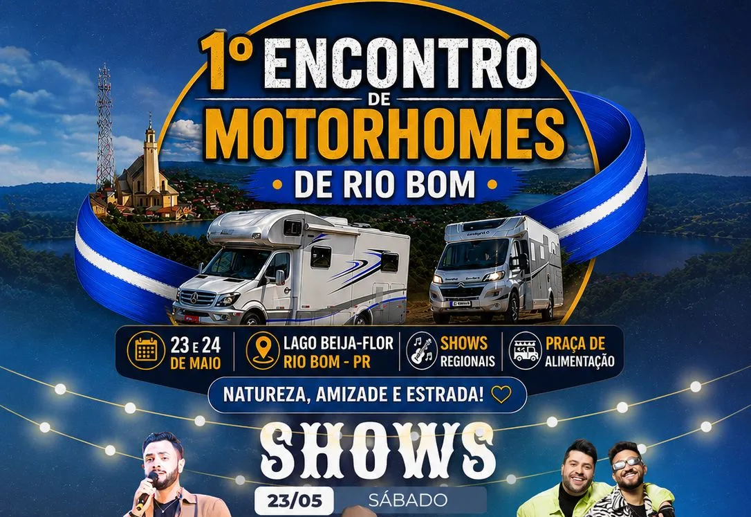 1º Encontro de Motorhomes de Rio Bom promete movimentar o município com shows e turismo