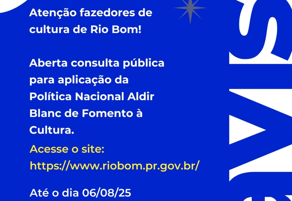 Rio Bom realiza consulta pública para aplicação dos recursos da Política Nacional Aldir Blanc